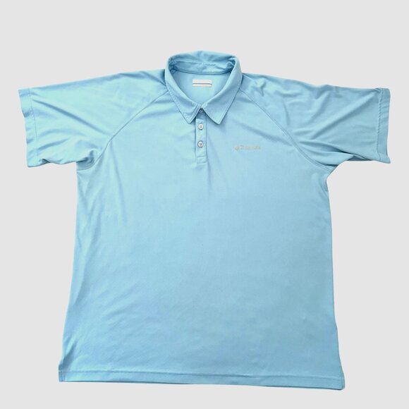 Columbia Polo Shirt Size XL Light Blue Short Sleeve Performance Fabric - Picture 2 of 13